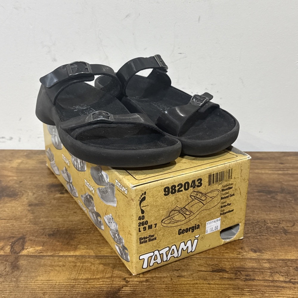Tatami by Birkenstock Black Strappy Slide Sandals Women's Size 40 L9 M7 Georgia
